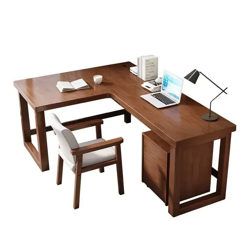 Solid wood corner desk L-shaped desktop computer against the wall Bedroom study Home corner worktable 7-character desk