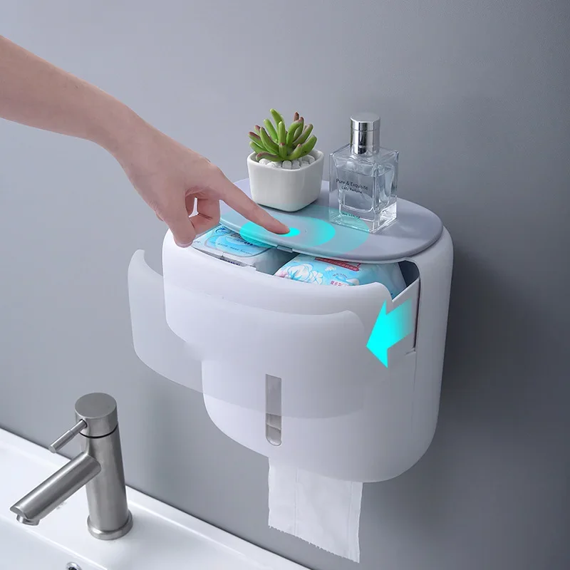 Paper towel rack storage rack suction box wall mounted waterproof roll paper rack without punching bathroom accessories