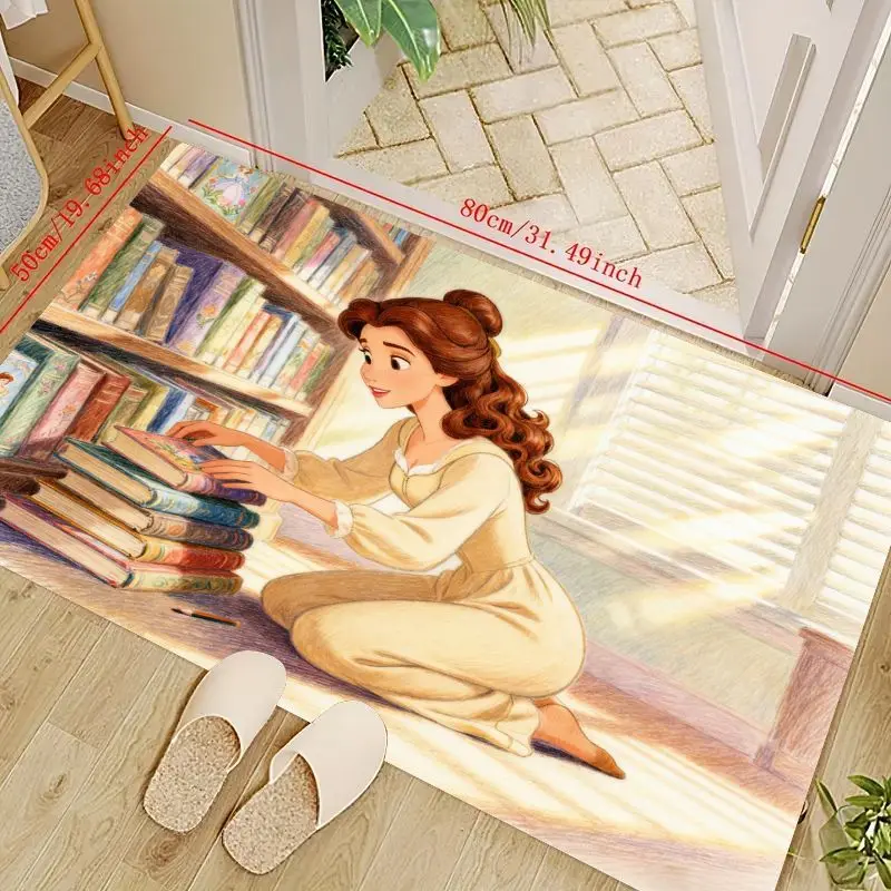 

1PC Disney Belle Reading Carpet for Living Room Home Decor, Cozy Floor Mat for Kids Room, Aesthetic Book Lover Area Rug, Large 3