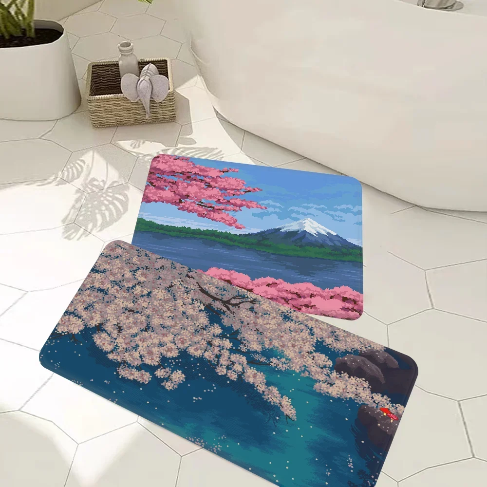 

Pixel Sakura Floor Mat Bath Mat Nordic Style Home Doormat Bathroom-Toilet Mats Bedroom Welcome Doormat