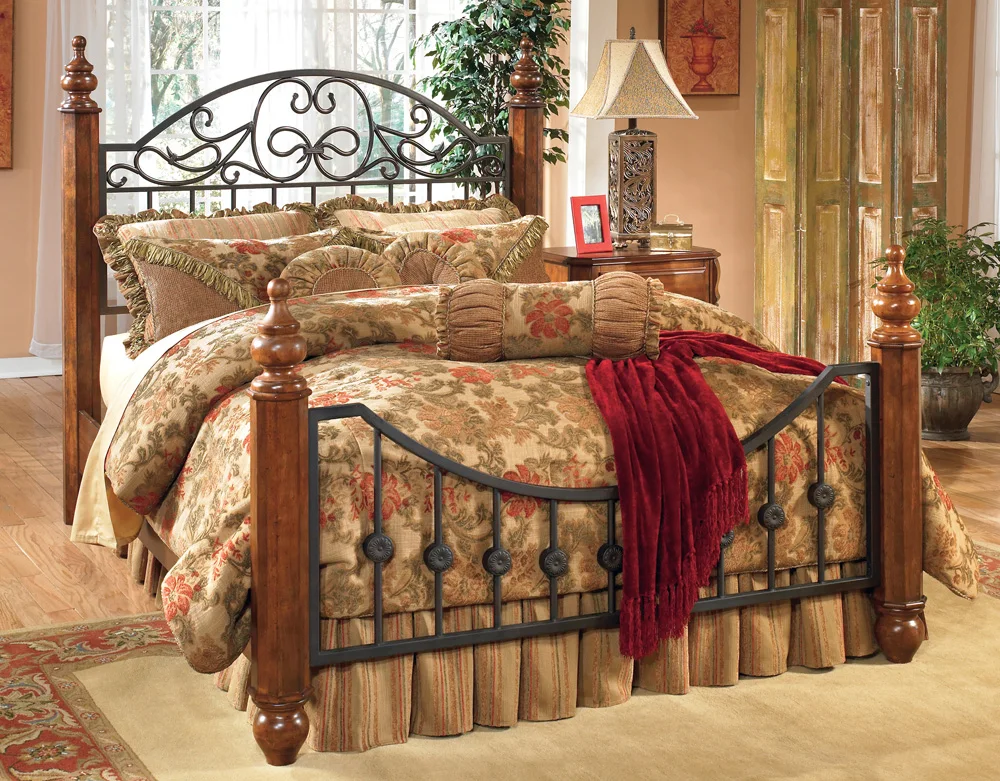 

Rural Iron Wood Bed Original North American Black Walnut Wood Bed Double White Wax