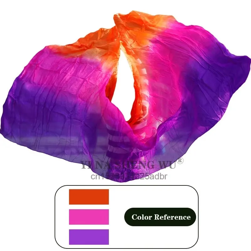 100% xale de seda para dança do ventre xales dança do ventre lenços de véu de seda rosto personalizado lenço lançado cor gradiente branco laranja