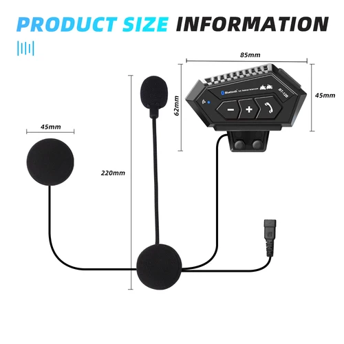 Imagen 2 del producto 1/2 Uds. Intercomunicador para casco de motocicleta BT-12B auriculares Bluetooth impermeables intercomunicador reducción de ruido interfono inalámbrico