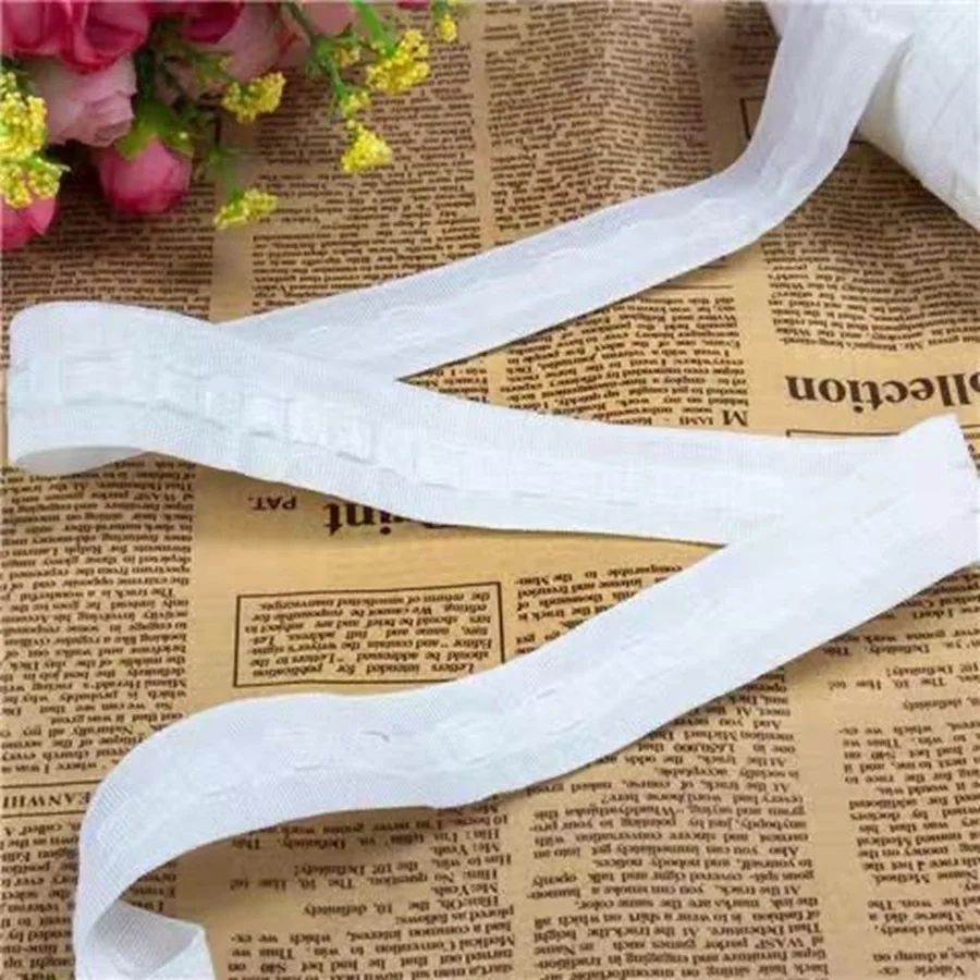 30m/100m High Quality White Curtain Accessories Cloth Belt 2.5cm Curtains Eyelets Tape Rings Grommet Top Curtain Punching Hook