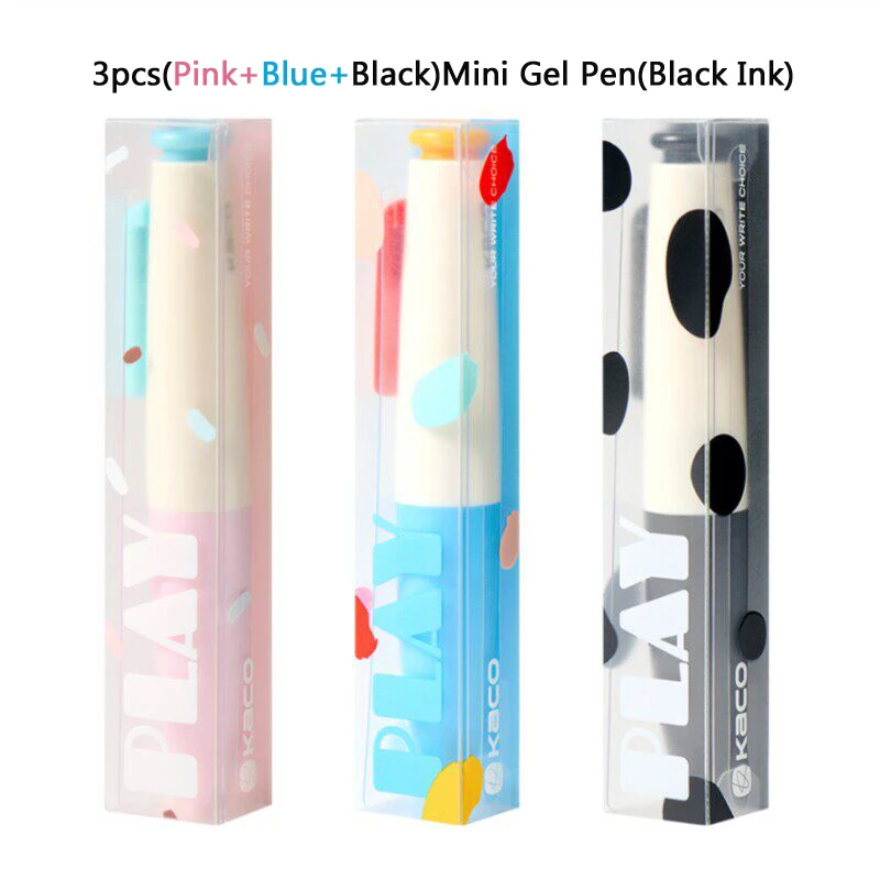 

KACO Kawai PLAY Mini Gel Pen Quick-dry Pocket Pen Portable Short Fat Pen Press Retro Color Blocked 0.5 Black Writing Stationery