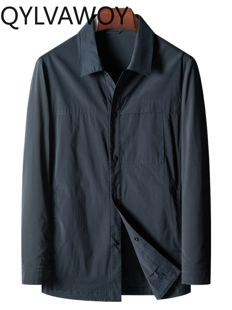 

QYLVAWOY 100% Polyester Men's 2025 New Dad's Jacket Business Casual Spring Autumn Middle-Aged Outerwear Top blouson homme LJ2042