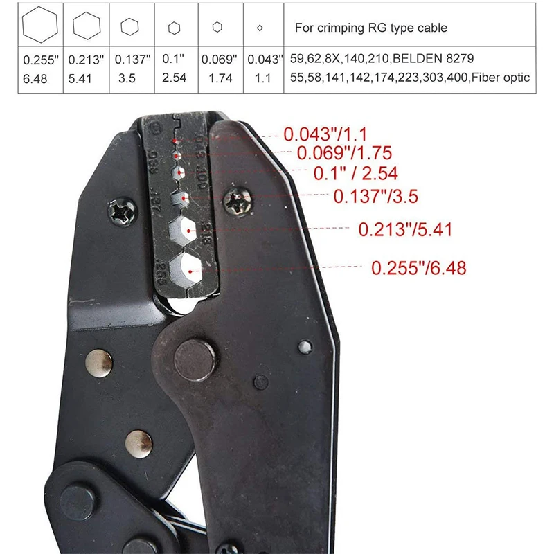 A33R-Rotary Coaxial Cable Stripper Cutter Tool Coaxial RF Connector Crimping Tool With Male BNC Plug Crimp Connector Kits