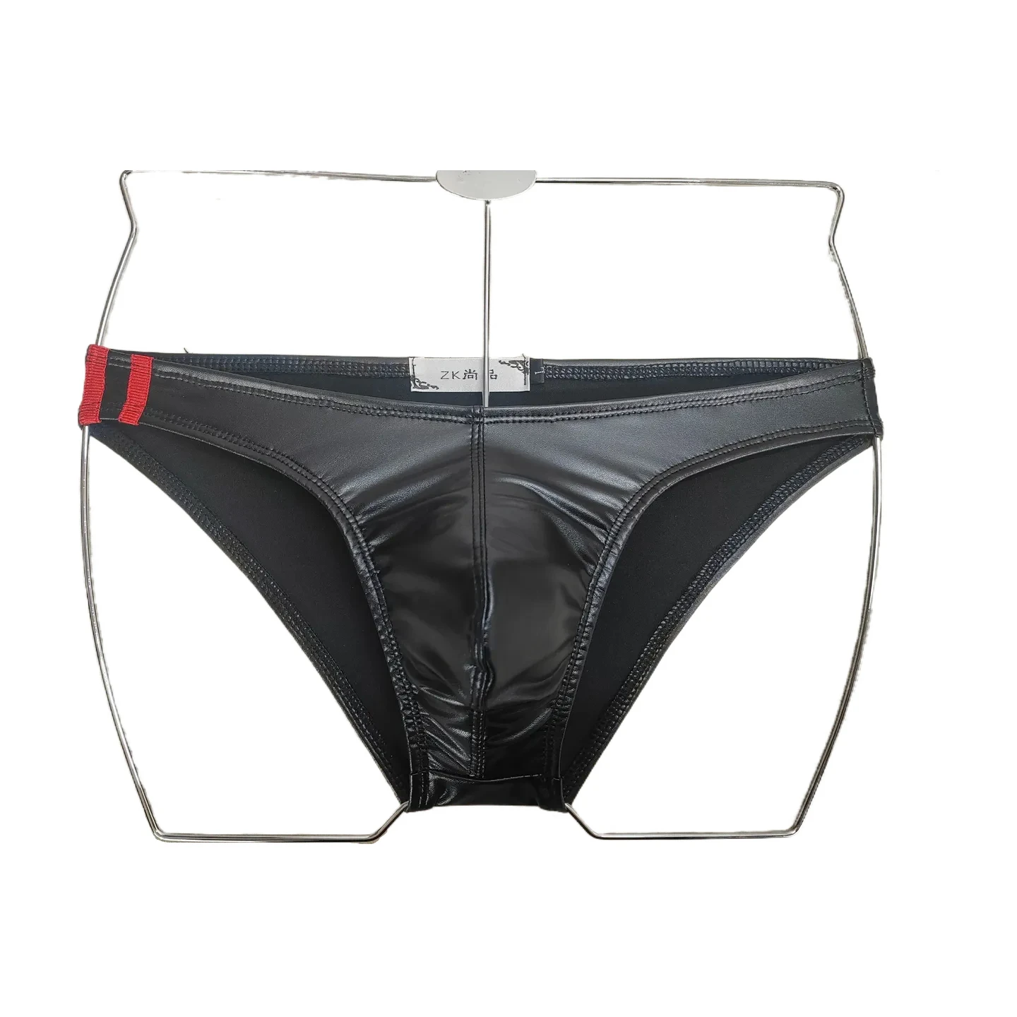 

BOYTHOR Men's Triangle Underwear Artificial Leather Patchwork Stripes Solid Color Sexy Fashion Triangle Home Underwear