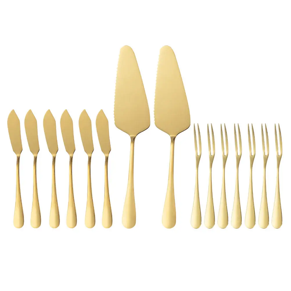 1Set Premium Stainless Steel Cake Cutter Pizza Shovel Cheese Fork Pasta Server Baking Spatula Multi Function Kitchen Supplies