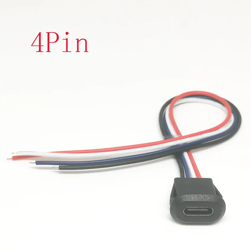 

1/5/10PCS TYPE-C 4P Glue Injected Direct Pressure Soldered Wire Female Base USB Connector Type-C 4p Waterproof Female Base