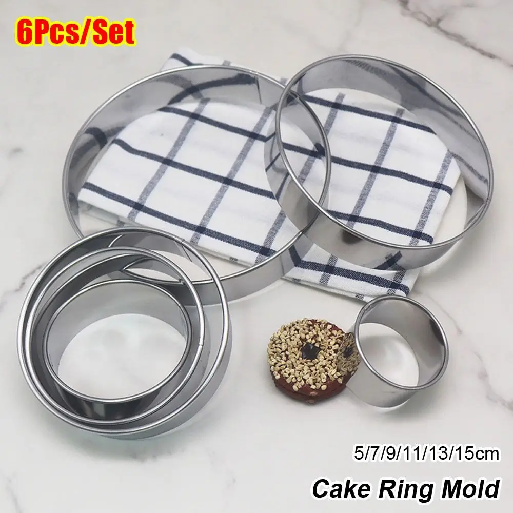 6Pcs/Set New Stainless Steel Cake Ring Mold Round Circle 5/7/9/11/13/15cm Wedding Cake Tools DIY Cookie Mousse Cuttur