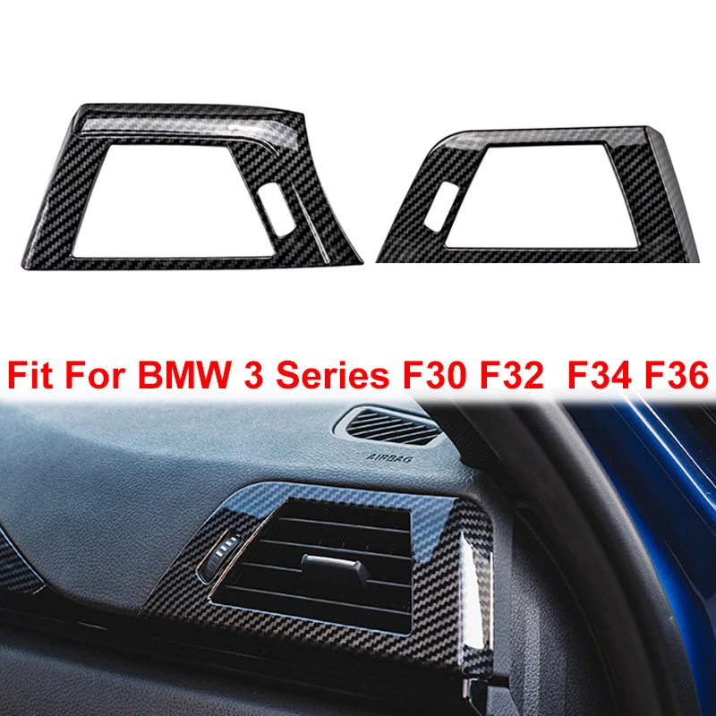 

2Pcs Carbon Fiber Style Car Side Air Conditioning Vent Cover Trim Frame Stickers ABS Fit For BMW F30 F31 F32 F33 F34 F36 2014-19