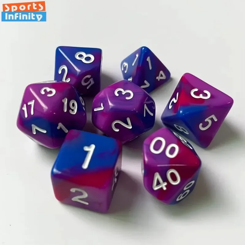 

Набор из 7 шт., 4 цвета, многогранные игральные кости, настольные игры, цифровые цифровые игральные кости для DND TRPG RPG D20 D12 D10 D8 D6 D4, набор кубиков для настольной игры DND