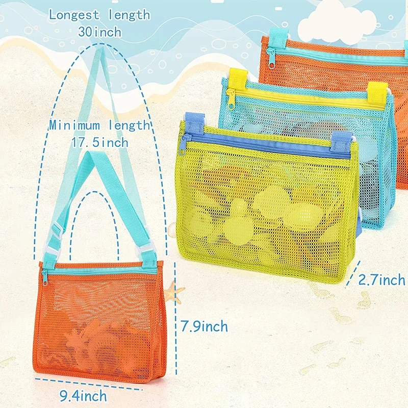 Beach Toy Mesh Bag Kids Shell Storage Bag Beach Toy Seashell Bag Mesh Pool Bags Sand Toys Swimming Accessories for Boy and Girls