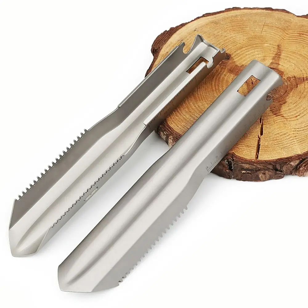 Portable Ultralight Titanium Hand Shovel Sawtooth Edge With Carrying Pouch Multi Tool Shovel Backpacking Trowel Hiking