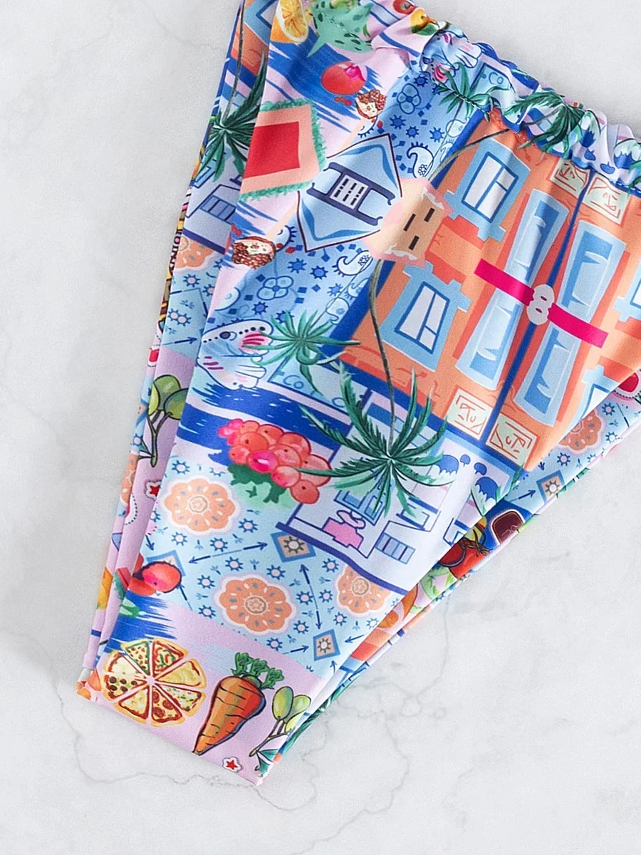 여성용 새 마이크로 비키니, 트라이앵글 수영복, 브라질리언 투피스 폴드 비키니 세트, 프린트 푸쉬업 수영복