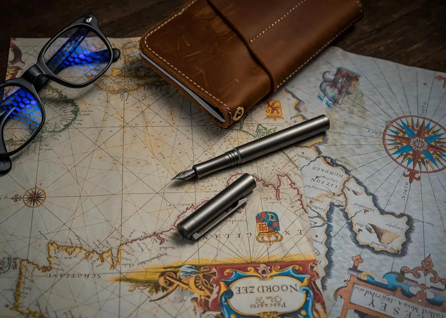 KeyUnity KP02 Fountain Pen Fine Nib with Ink Converter, Titanium Alloy Calligraphy Pen for Writing & Journaling