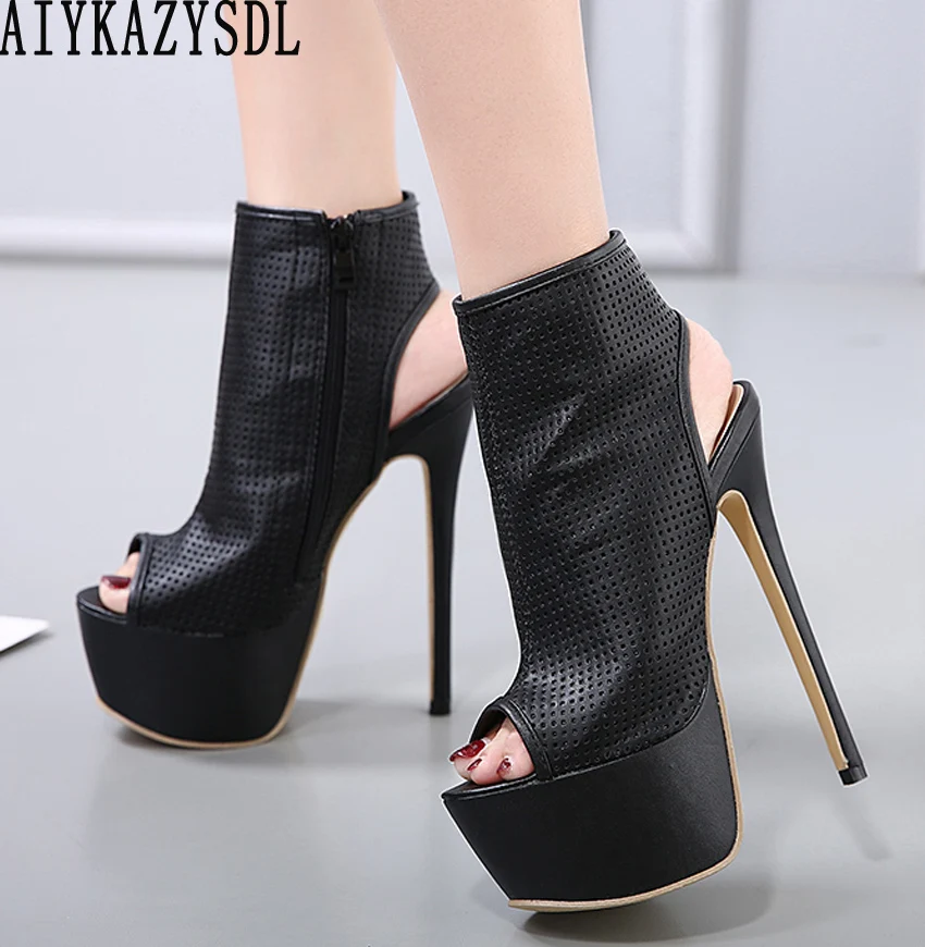 

AIYKAZYSDL Gladiator Rome Sandals Peep Toe Ankle Boots Slingback High Heel Stilettos Stripper Shoes Platform Sandals Pumps Party