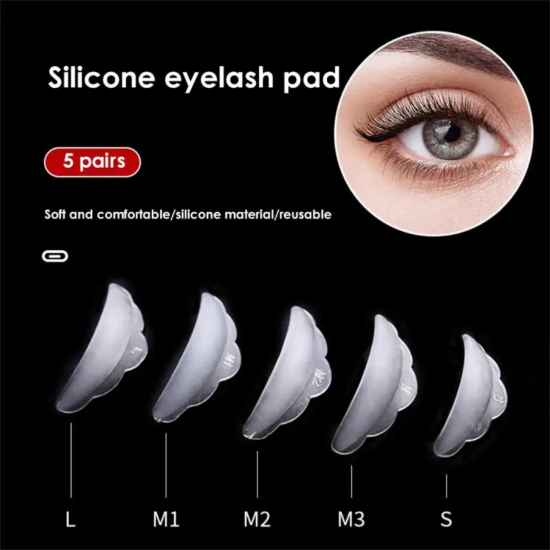 5 Pairs Of Curling Silicone Pad Set Y-shaped Grafted Eyelash Brush 3 Pairs Of Eye Black Silicone Pads Applicator Tool