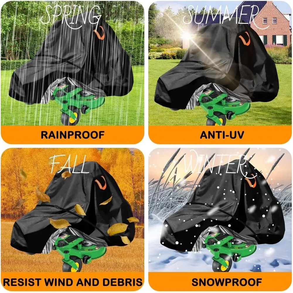 Zero-Turn Lawn Mower Covers,Waterproof Outdoor Riding Mower Cover,Fits up to 60" Decks Rider Lawnmower Storage Cover Accessories