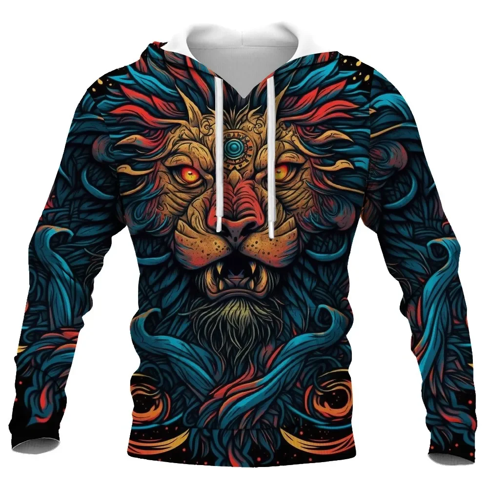 

2023 New Men's Autumn Animal lion pattern Sweatshirt 3D Print Men's Lion Long Sleeve Pullover Oversized Hoodie Sweatshirt