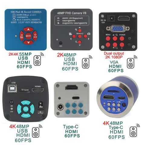 소니 IMX307 48MP 50MP 2K VGA HDMI USB TF 1080P 비디오 현미경 카메라 C 마운트 렌즈 전화 태블릿 PC PCB IC 납땜 수리