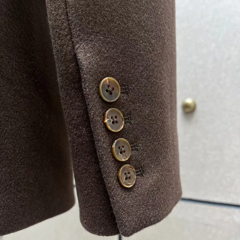 Wollen damesblazer, revers double-breasted taille-definieerend jack, premium kwaliteit, herfst/winter, nieuwe collectie, 2025, Y2K