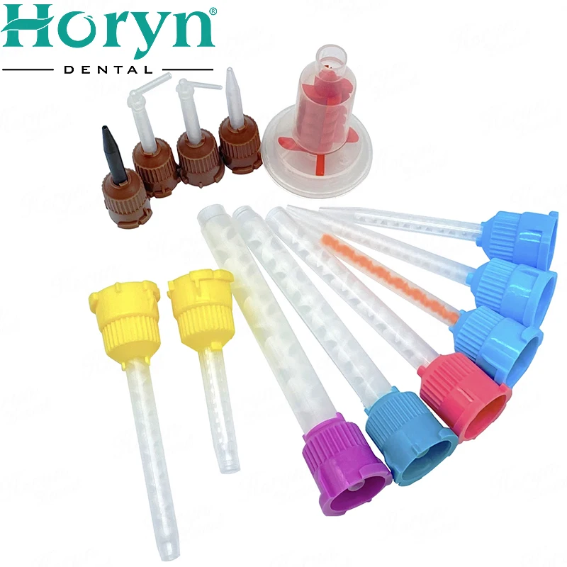 50pcs/Bag Disposable Dental Impression Mixing Tips  Mix Tube Materials Dental Silicone Rubber Delivery Mix Head Dentistry Mater