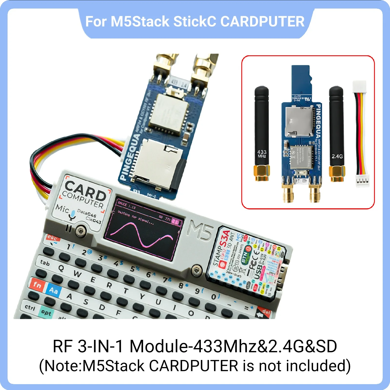 

M5Stack Cardputer RF 2 in 1 Board, NRF24L01& PA/LNA & CC1101 Sub-GHz Transceiver with MicroSD Slot - Plug & Play IoT Development