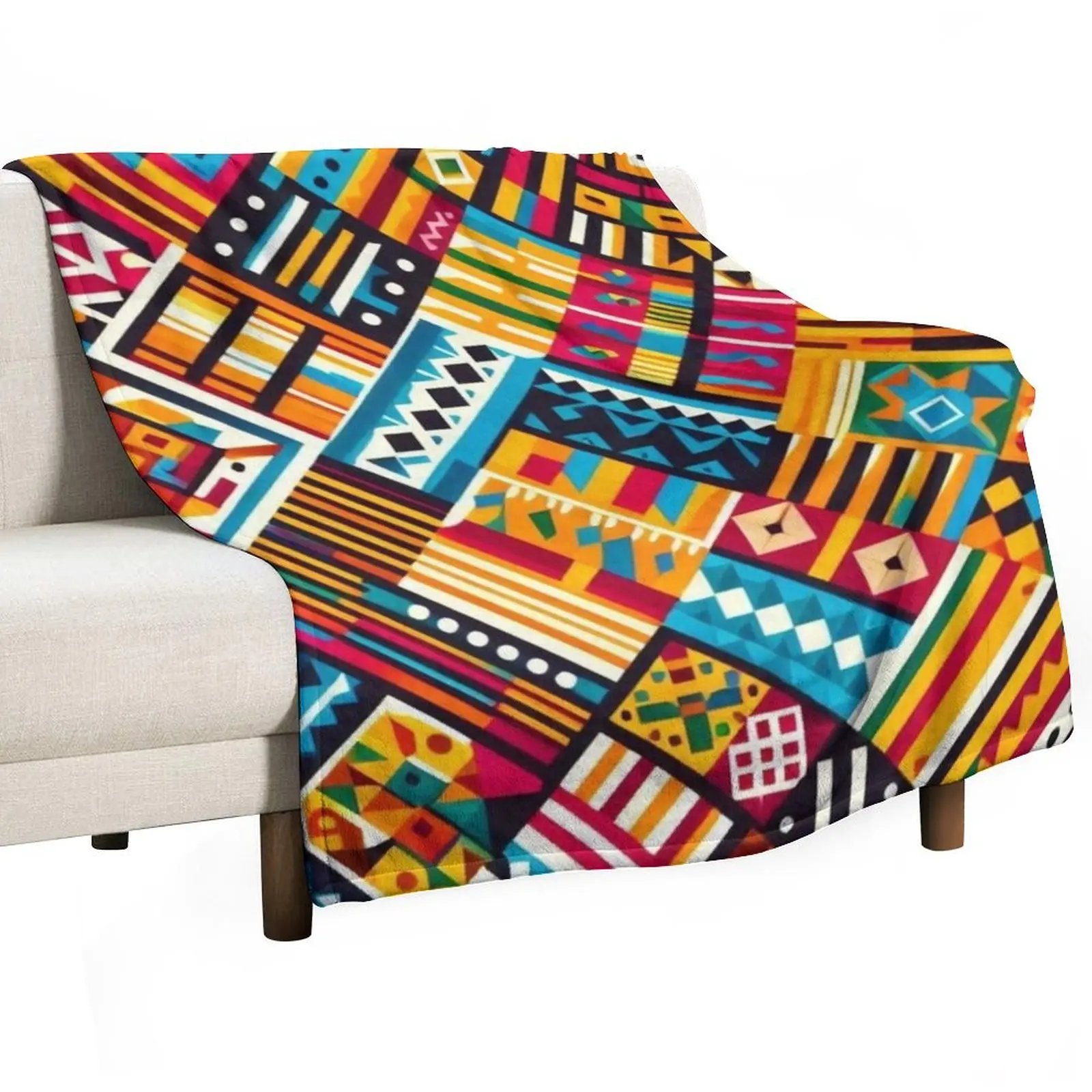 

Ghana Kente Throw Blanket Warm Cozy Throw Blanket for Living Room Couch