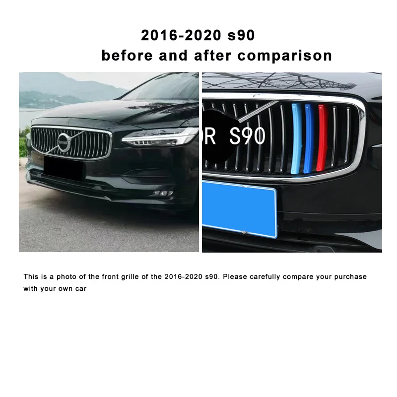 for volvo s90 v90 three-color net decoration strip new network modified special color stickers 2017-2023 Car accessories