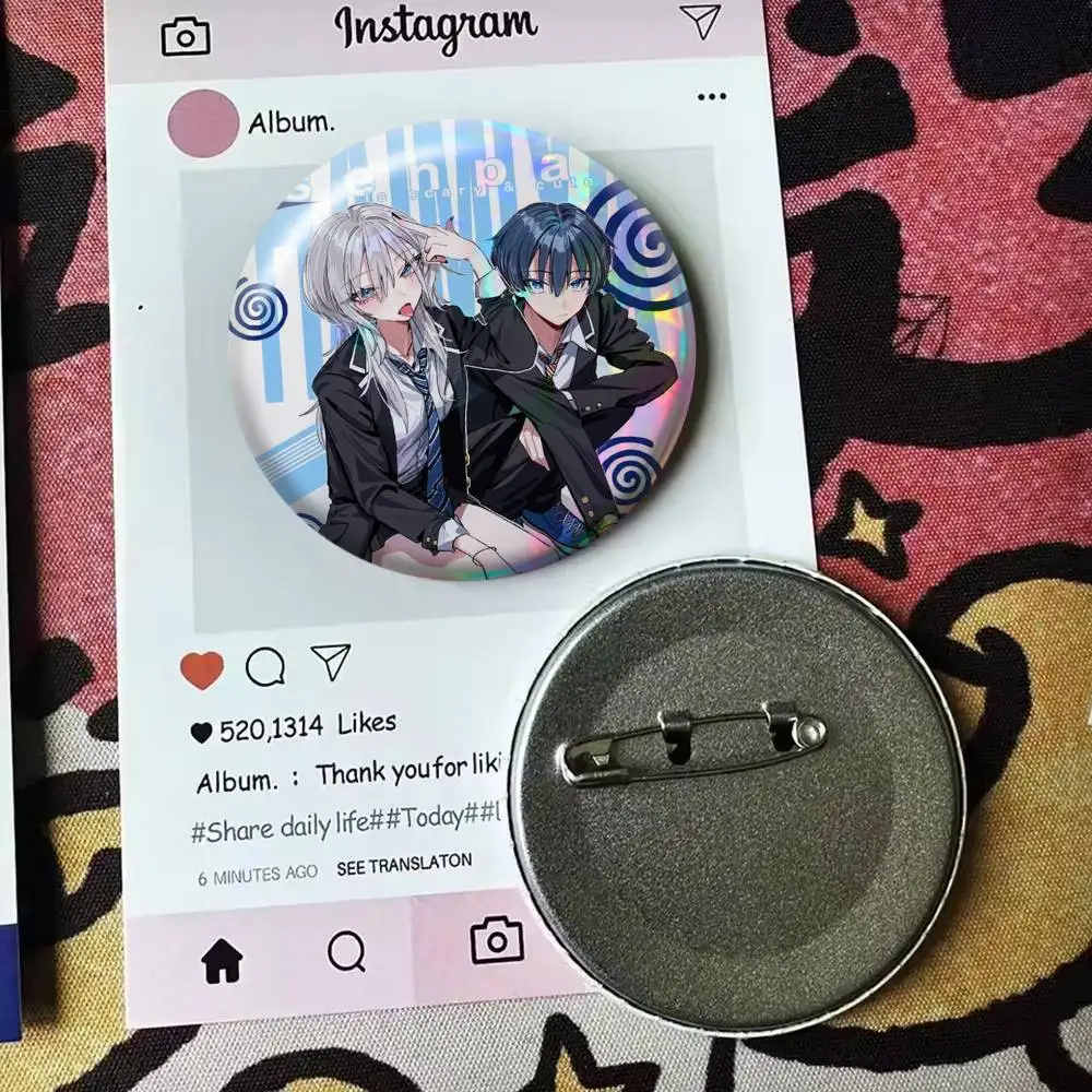 Haimiya Senpai Wa Kowakute Kawaii   Badge 25 32 44 58 75 mm Round Fans Collect Friends Gifts Brooch Souvenir