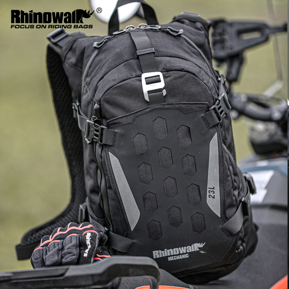 

Rhinowalk Motorcycle Backpack Support Hang Helmet 23L Moter Cycling Bag With Raincover Could Support 2L Water Bladder 14" Laptop