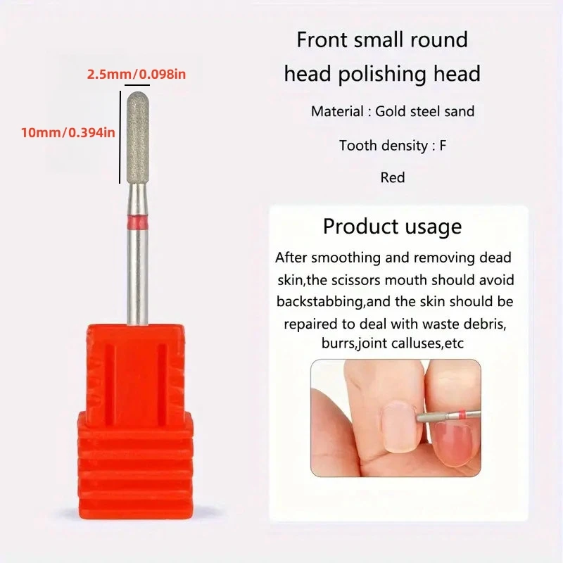 1 قطعة السلس العلوي الماس مثقاب الخشب مسمار أدوات 10 مللي متر النمط الياباني الجبهة قطع مانيكير باديكير أداة بشرة الجلد الميت مسمار بت #3