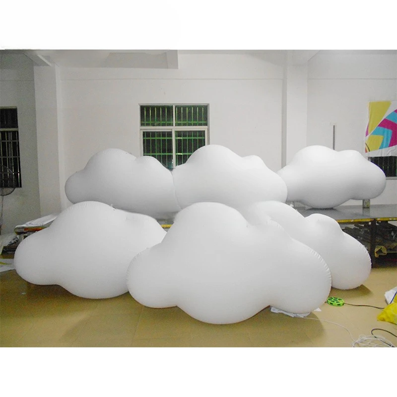 Balloon 1pc 2m  Hanging Cloud PVC Inflatable  w/ Light Inflatable Cloud Model Hanging Decoration for Event Advertising Show