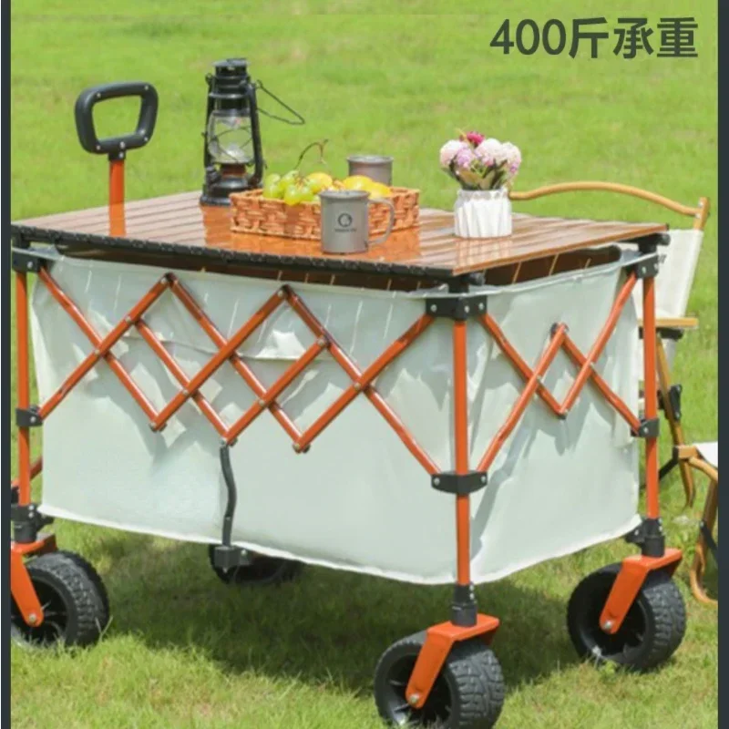 

Durable and sturdy Gathering style four-wheel camping vehicle stall small camping cart camping cart folding small trailer