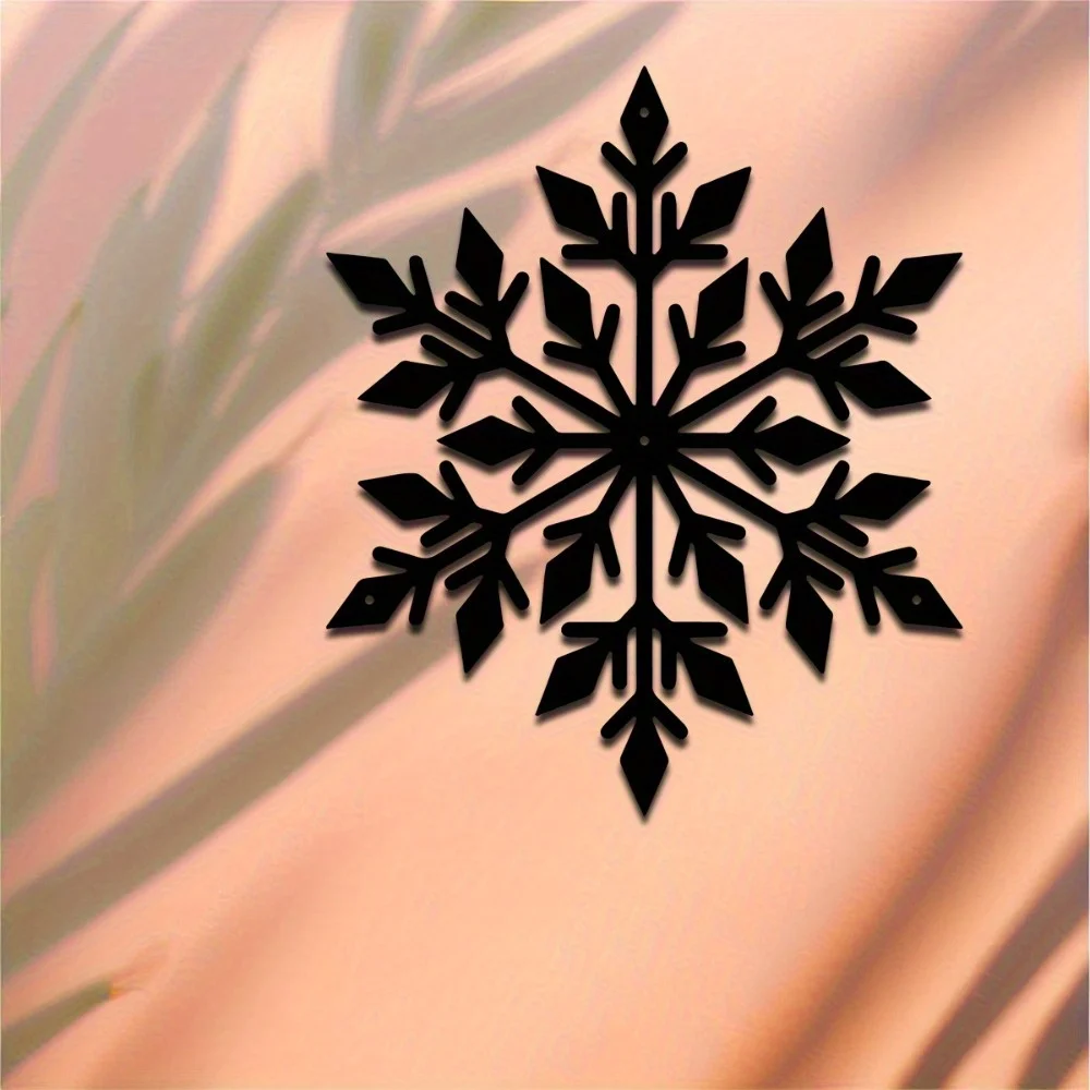 Große Schneeflocken-Wandskulptur aus Metall |   Halloween- und Weihnachtsgeschenk, schwarze, rustikale Innen-/Außendekoration in limitierter Auflage
