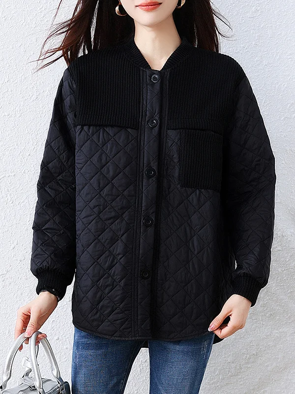 Plus Size Loose Diamond Pattern Bla Cotton Jaet Damen Winter Thiened Oberbekleidung European Sle Large Size Coat Top