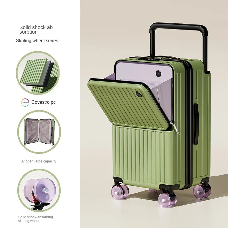 Mala de viagem com haste de tração larga, cinco rodas, 28 polegadas, bagagem de grande capacidade, abertura frontal, bolsa para laptop, mala de cabine de 20 polegadas