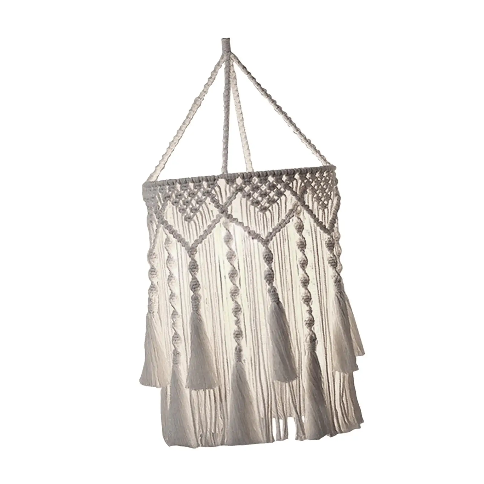 Lampshade Boho Hanging Pendant Light Cover Handmade Macrame Fixture Bohemian Decor Tassel Design suitable for home kitchen