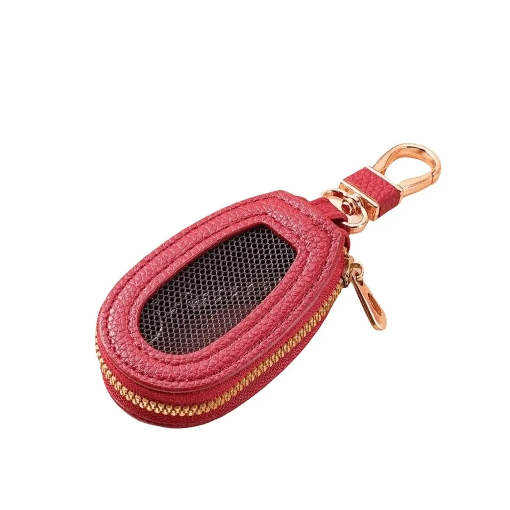 Borsa per chiavi per auto in rete trasparente Chiusura con cerniera multifunzionale Mini borsa portaoggetti Organizzatore Custodia per chiavi in pelle per riporre monete