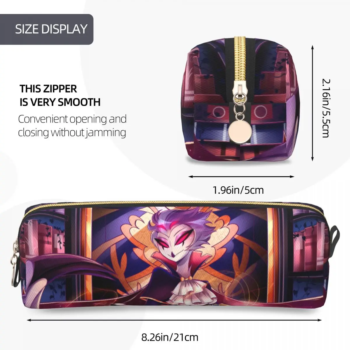 مقلمة Fun Anime Stolas مقلمة Helluva Boss للفتيات والأولاد حقيبة تخزين كبيرة لطلاب المدارس وسحاب القرطاسية