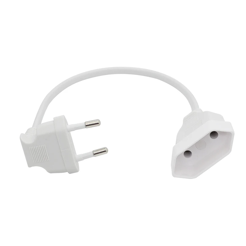 1PCS EU Power Adapter Cord,90 Degree Angled European Round 2Pin Male to Female Plug Power Cable For UPS PDU 0.3M/0.6M/1.8M