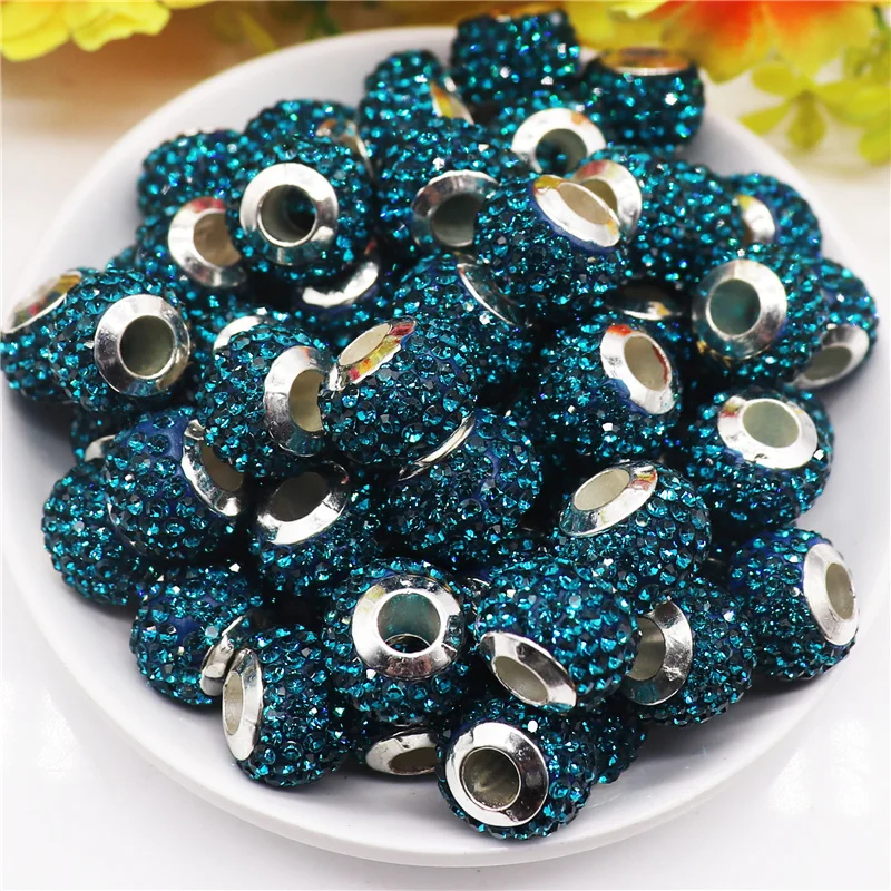 20Pcs/Lot New Rhinestone Beads Birthstone Color European Beads Fit Pandora Bracelet Necklace Women DIY Hair Beads Jewelry Making