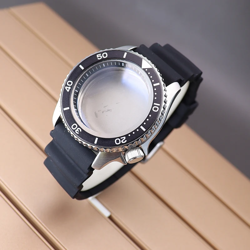 Caja de reloj para hombre de 42,5mm, correa de goma, cristal de zafiro para Mod Skx007 Seiko NH35 NH36/38, movimiento automático, esfera de 28,5mm, 20ATM