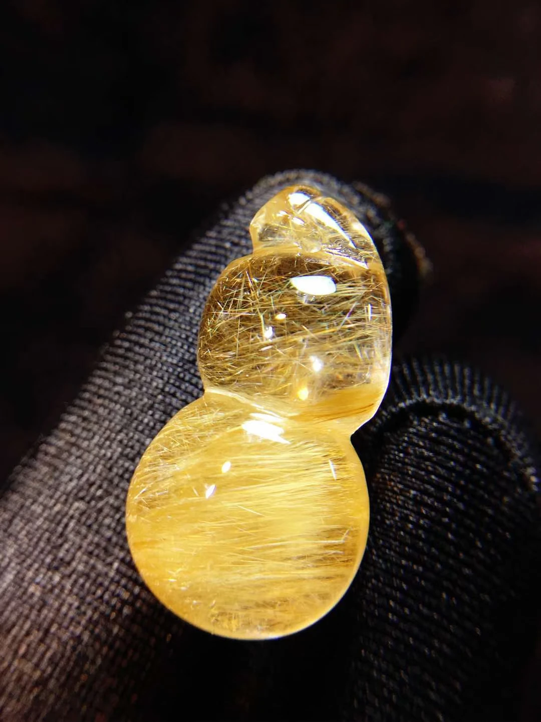 Natural Gold Rutilated Quartz Pendant Gourd Jewelry 24.3*12.7*9.2mm Cat Eye Water Drop Oval Men Women Brazil AAAAAAA