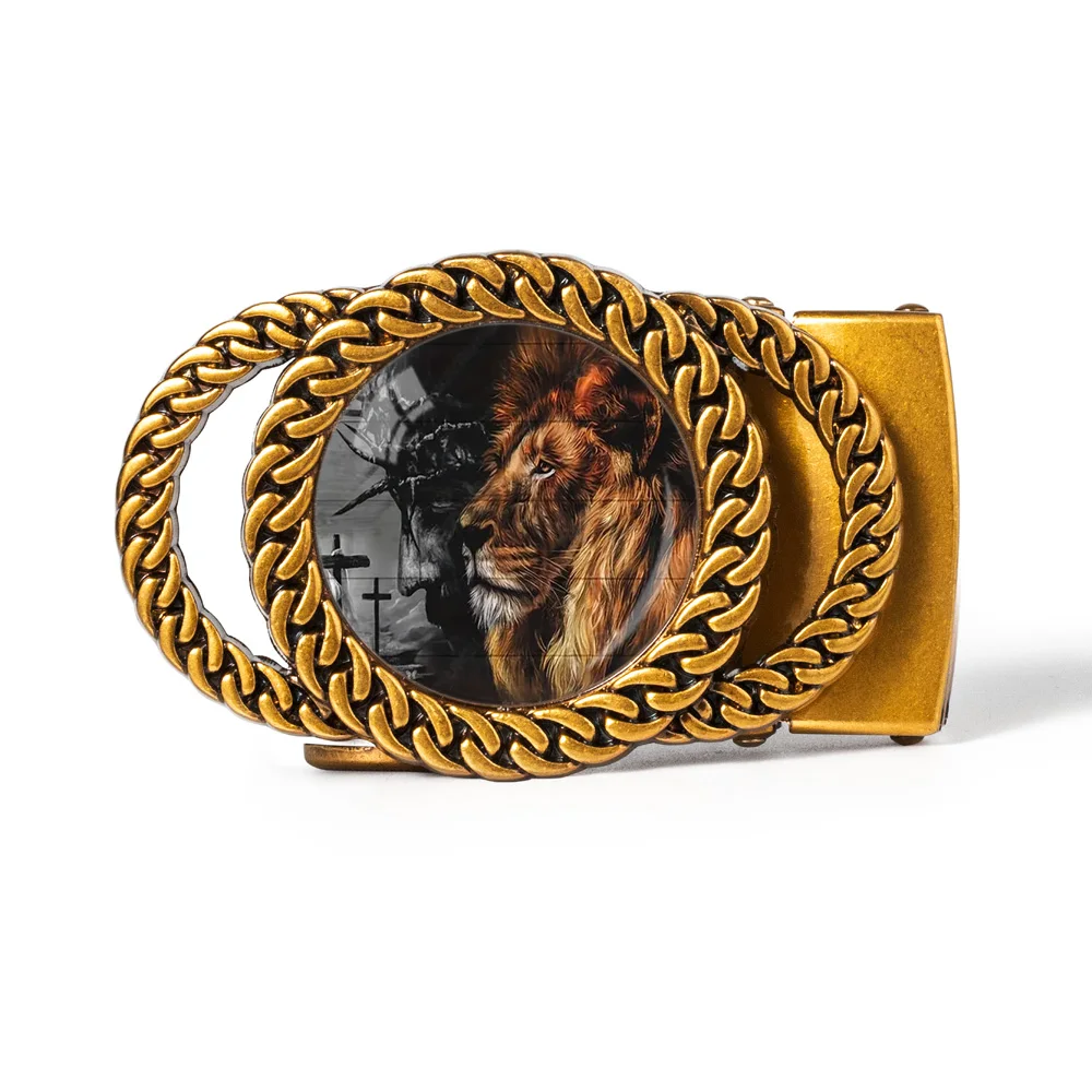 Lion automatic ratchet belt buckle personalized fashion accessories for men's gift