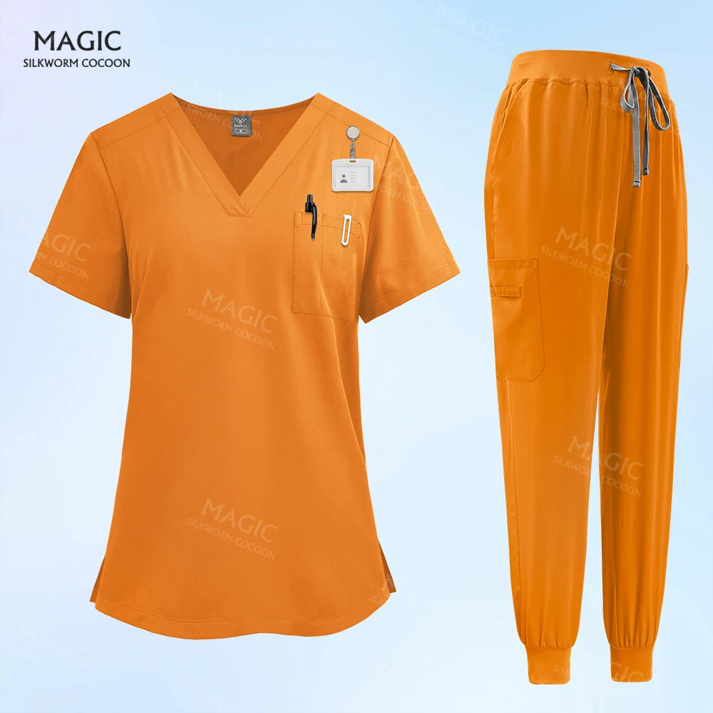 Unisex Health Service Enfermeira Uniformes, Uniformes Hospitalares, Conjuntos de Enfermagem Médica Masculina e Feminina, Beleza SPA Roupas de Trabalho, Novo