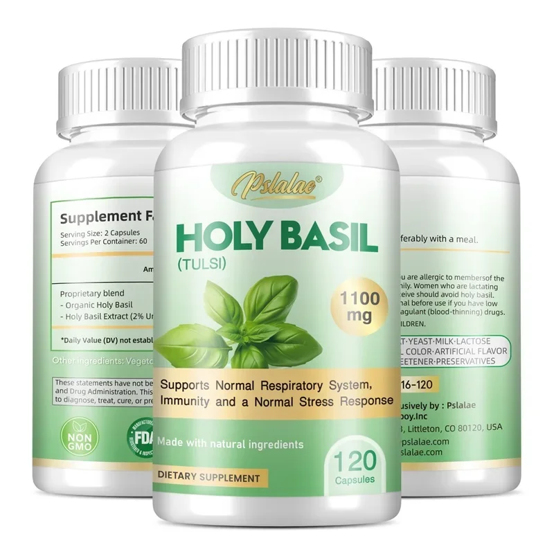 كبسولات الريحان المقدس - تعزز المناعة، وتخفيف التوتر، وتسترخاء الجسم والعقل، وتحسين الحيوية ومستويات الطاقة النباتية #2