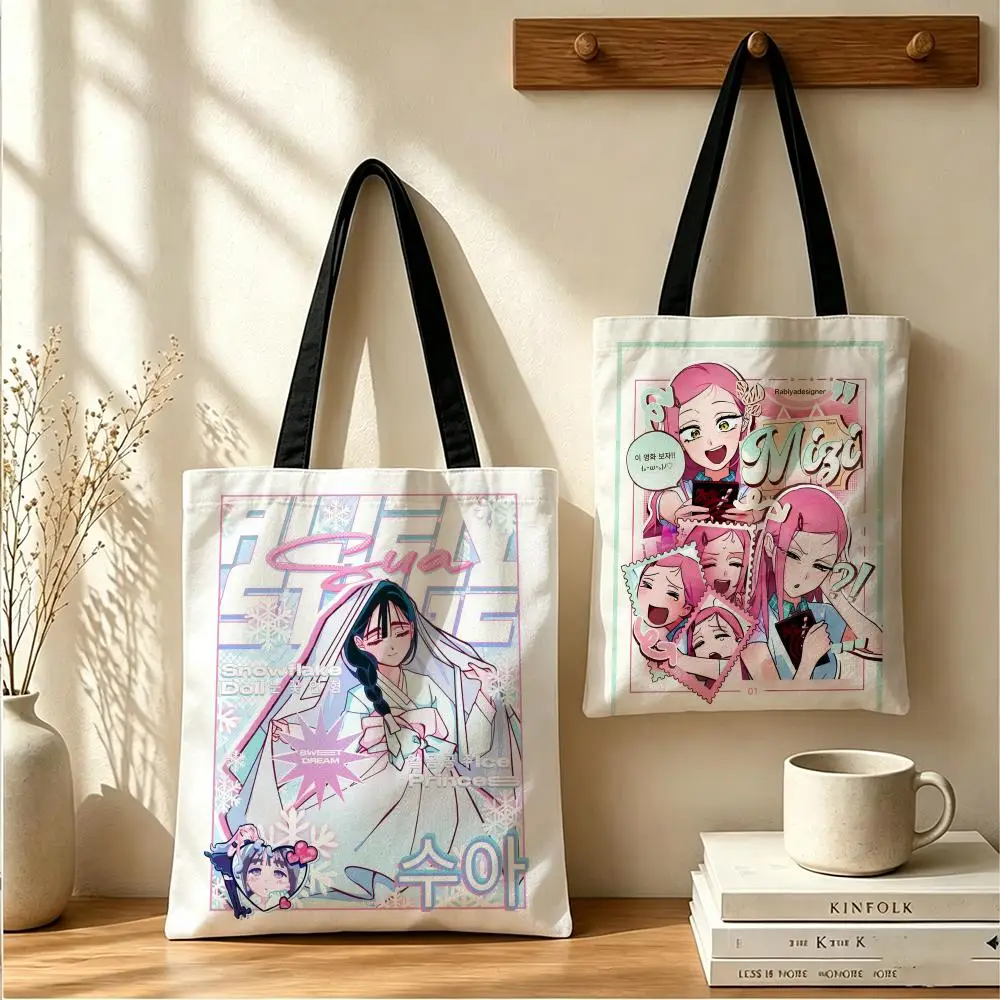 Anime A-Alien S-Stage Storage Bags Large Canvas Tote Bag Double-Sided Print Reusable Shoulder Handbag for Daily Shopping